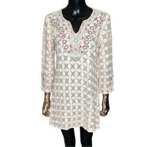 Sundance Global Embrace Blush Peach Beaded Chemise Dress Medium